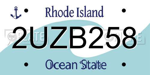 2UZB258 Rhode Island License Plate