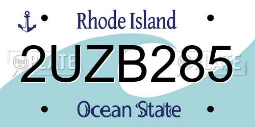 2UZB285 Rhode Island License Plate