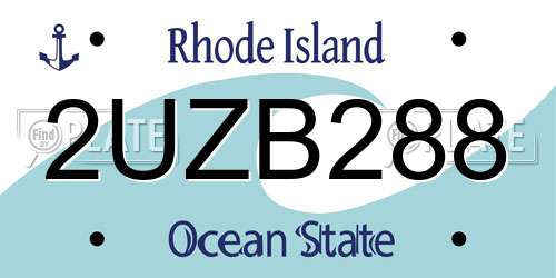 2UZB288 Rhode Island License Plate