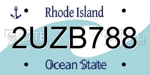 2UZB788 Rhode Island License Plate