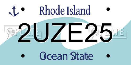 2UZE25 Rhode Island License Plate