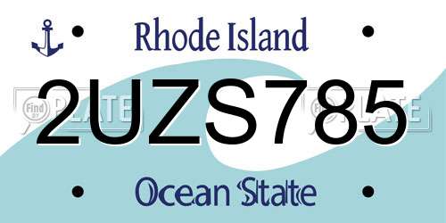 2UZS785 Rhode Island License Plate
