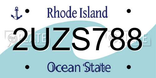 2UZS788 Rhode Island License Plate