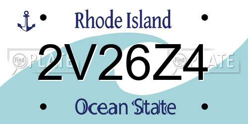 2V26Z4 Rhode Island License Plate