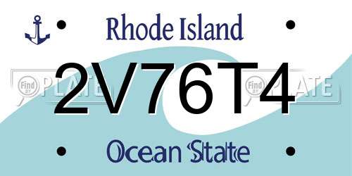2V76T4 Rhode Island License Plate