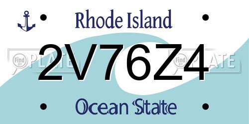 2V76Z4 Rhode Island License Plate