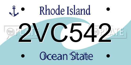 2VC542 Rhode Island License Plate