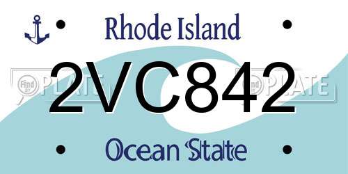 2VC842 Rhode Island License Plate