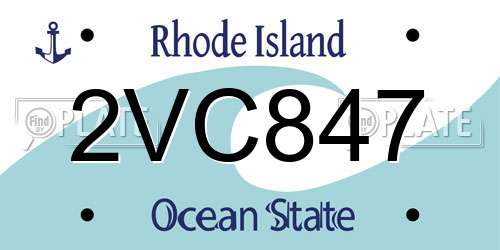 2VC847 Rhode Island License Plate