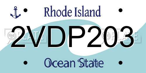 2VDP203 Rhode Island License Plate