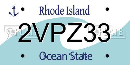 2VPZ33 Rhode Island License Plate