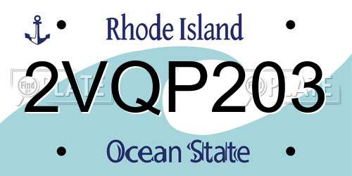 2VQP203 Rhode Island License Plate