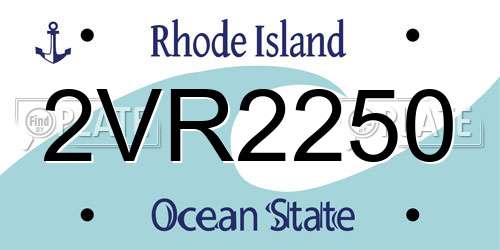 2VR2250 Rhode Island License Plate