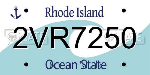 2VR7250 Rhode Island License Plate