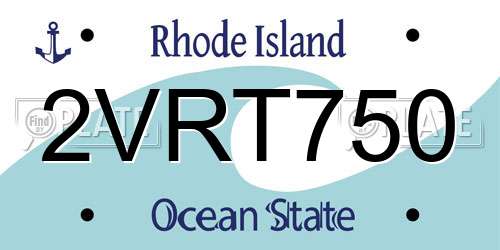 2VRT750 Rhode Island License Plate