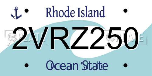 2VRZ250 Rhode Island License Plate