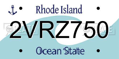 2VRZ750 Rhode Island License Plate