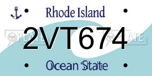 2VT674 Rhode Island License Plate