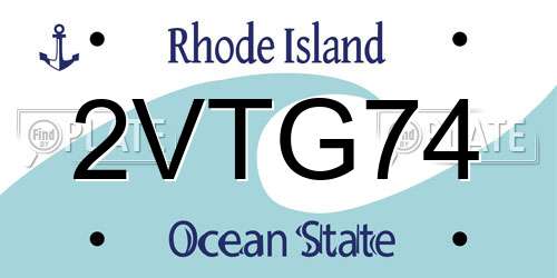 2VTG74 Rhode Island License Plate