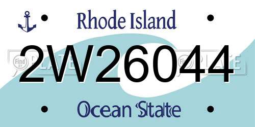 2W26044 Rhode Island License Plate