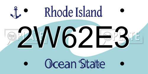 2W62E3 Rhode Island License Plate