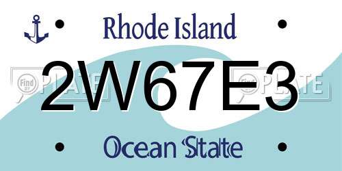2W67E3 Rhode Island License Plate