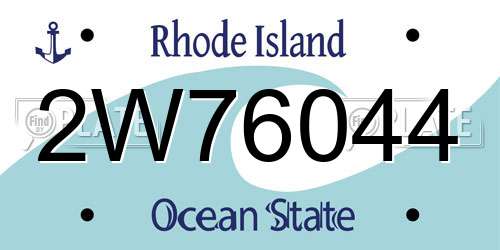 2W76044 Rhode Island License Plate