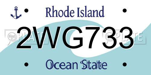 2WG733 Rhode Island License Plate