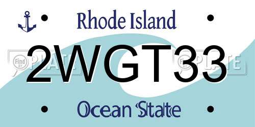 2WGT33 Rhode Island License Plate