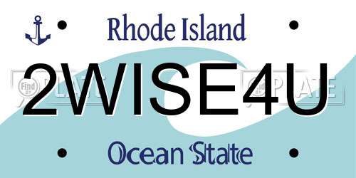 2WISE4U Rhode Island License Plate