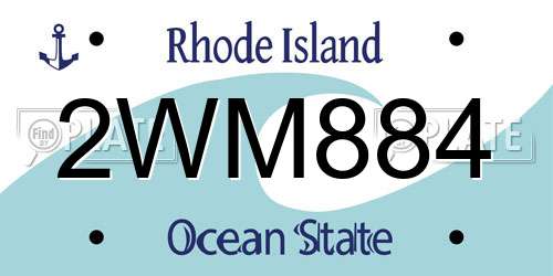 2WM884 Rhode Island License Plate