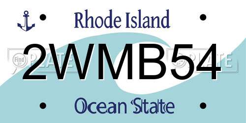 2WMB54 Rhode Island License Plate