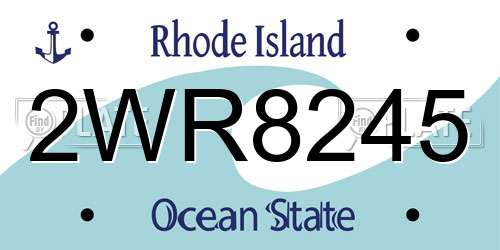 2WR8245 Rhode Island License Plate