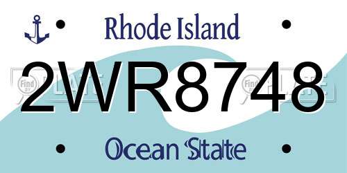 2WR8748 Rhode Island License Plate