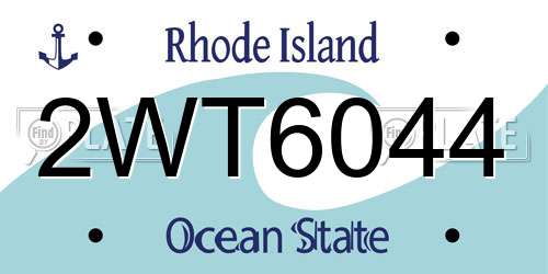 2WT6044 Rhode Island License Plate