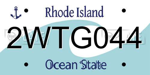 2WTG044 Rhode Island License Plate