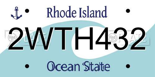 2WTH432 Rhode Island License Plate
