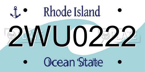 2WU0222 Rhode Island License Plate