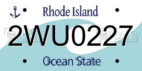 2WU0227 Rhode Island License Plate