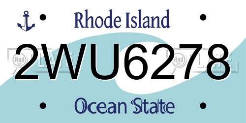 2WU6278 Rhode Island License Plate