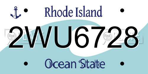 2WU6728 Rhode Island License Plate