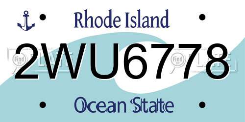 2WU6778 Rhode Island License Plate