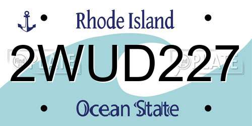 2WUD227 Rhode Island License Plate