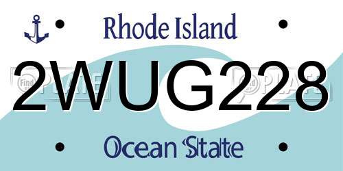 2WUG228 Rhode Island License Plate