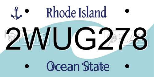 2WUG278 Rhode Island License Plate