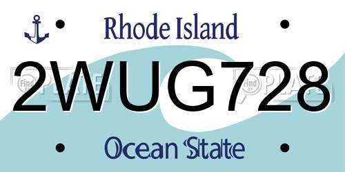 2WUG728 Rhode Island License Plate