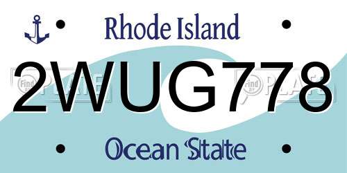 2WUG778 Rhode Island License Plate