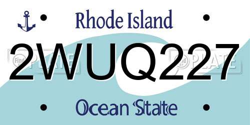 2WUQ227 Rhode Island License Plate