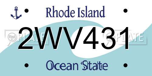 2WV431 Rhode Island License Plate