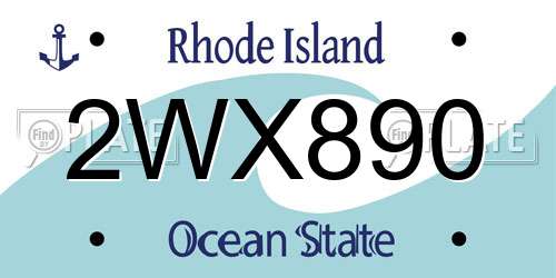 2WX890 Rhode Island License Plate